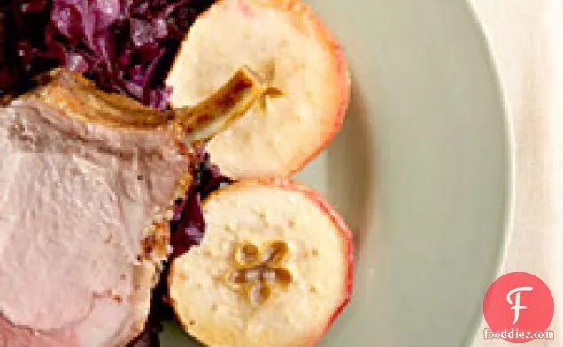 Pork Roast With Roasted Apples And Braised Red Cabbage