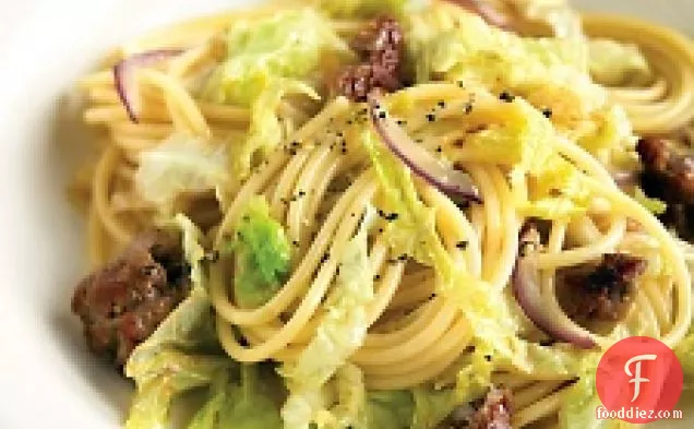 Spaghetti With Sweet Sausage And Cabbage