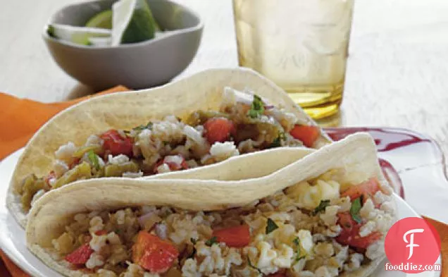 Soft Tacos with Green Chile–Cilantro Rice and Egg