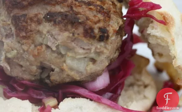 Pork Burgers With Thyme Mayo And Red Cabbage Crunch