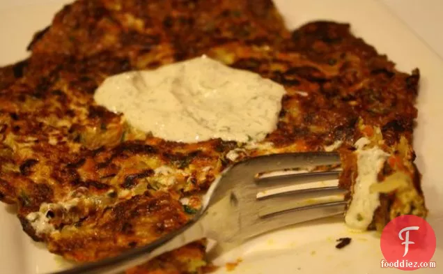 Carrot-cabbage Pancake With Herbed Sour Cream