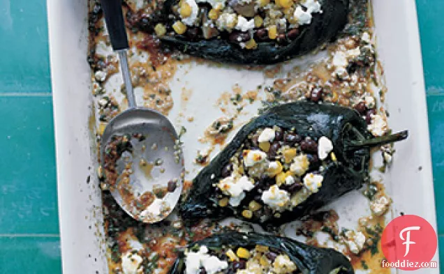 Stuffed Poblano Peppers in a Chipotle Sauce
