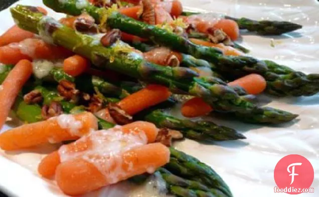 Glazed Asparagus & Carrots With Pecans
