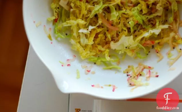 Savoy Cabbage Slaw With Applesauce Vinaigrette And Mustard Seeds