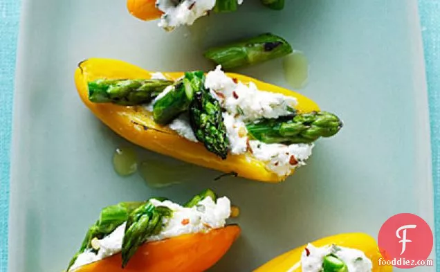 Mini Peppers Filled with Goat Cheese and Asparagus