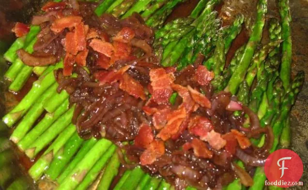 Pan Roasted Asparagus With Red Onion and Bacon