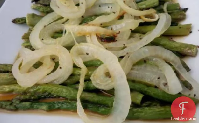 Roasted Asparagus With Onions