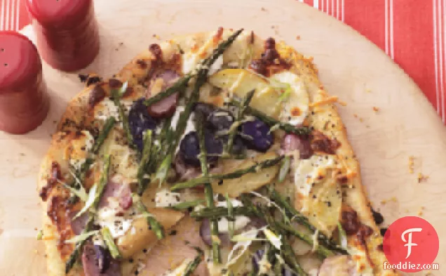 Asparagus, Fingerling Potato, and Goat Cheese Pizza