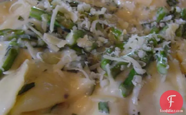 Ravioli With Asparagus, Mint & Mascarpone