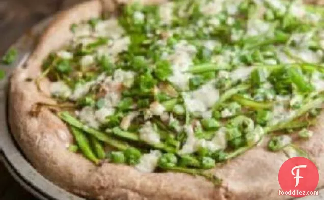 Shaved Asparagus and Gorgonzola Pizza