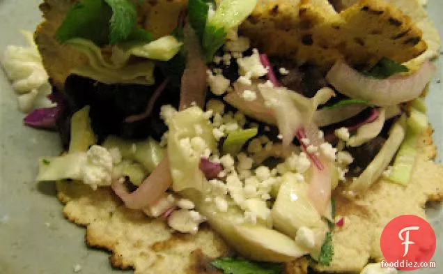 Crispy Black Bean Tacos With Feta And Cabbage Slaw