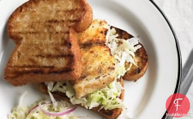 Grilled Fish Sandwich With Cabbage Slaw