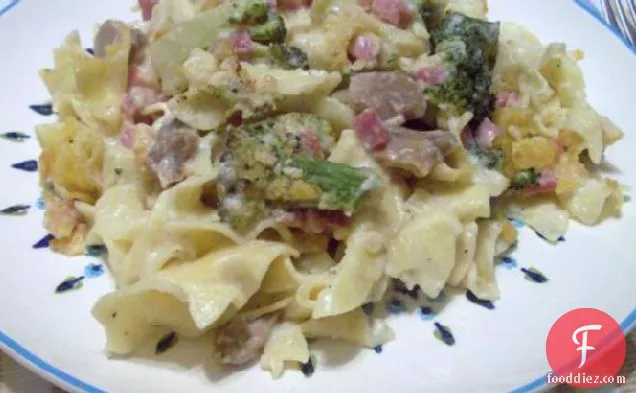 Rich and Cheesy Ham and Asparagus Noodle Casserole