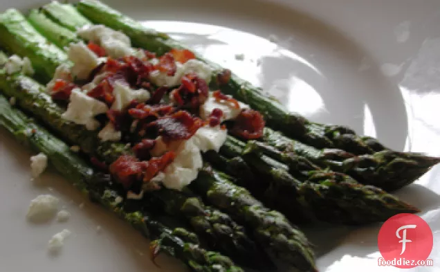 Roasted Asparagus with Goat Cheese and Bacon