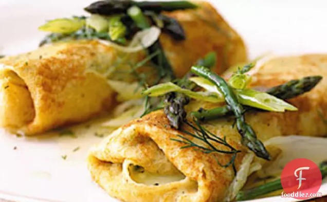 Cheese Matzo Blintzes with Asparagus and Dill