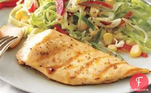 Grilled Lemon Chicken With Cabbage-corn Slaw Recipe