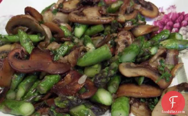 Stir Fried Asparagus With Mushrooms