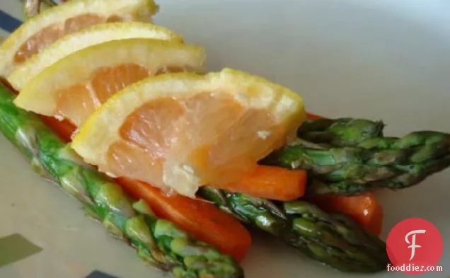 Grilled Asparagus and Carrots With Grapefruit Dill Sauce