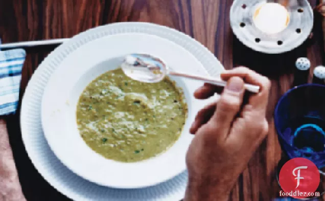 Roasted Asparagus Soup with Spring Herb Gremolata