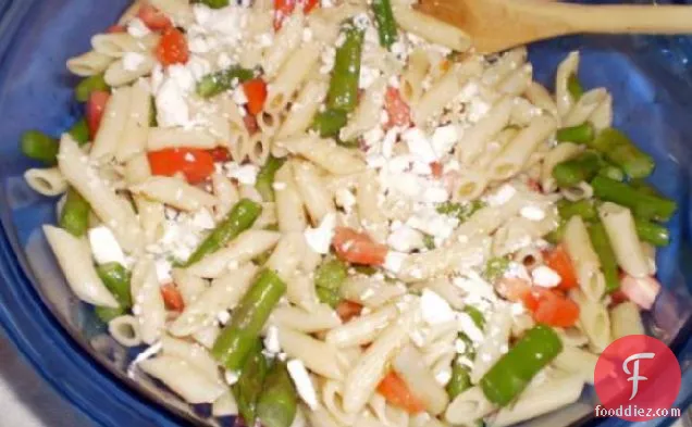 Red, Gold and Green Asparagus- Tomato- Pasta Salad