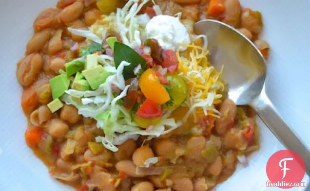 White Bean Chili, With Roasted Corn And Cabbage