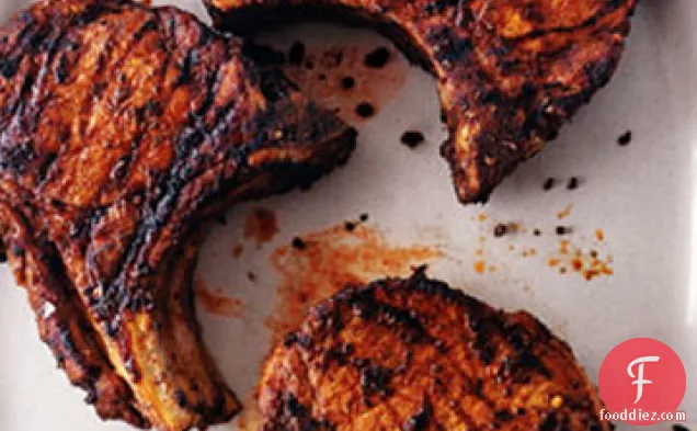 Grilled Giant Pork Chops with Adobo Paste