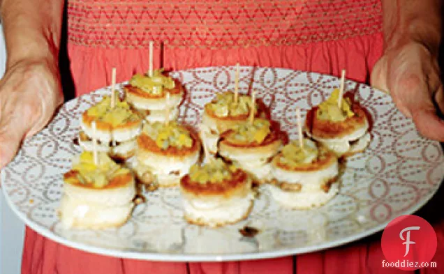 Petite Camembert Sandwiches with Leeks and Cremini Recipe