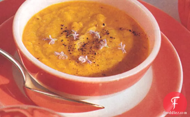Carrot and Yellow Pepper Soup with Rosemary