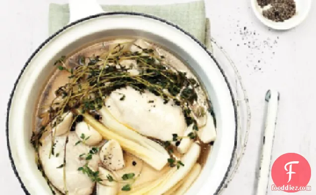 Chicken Poached with Thyme and Leeks