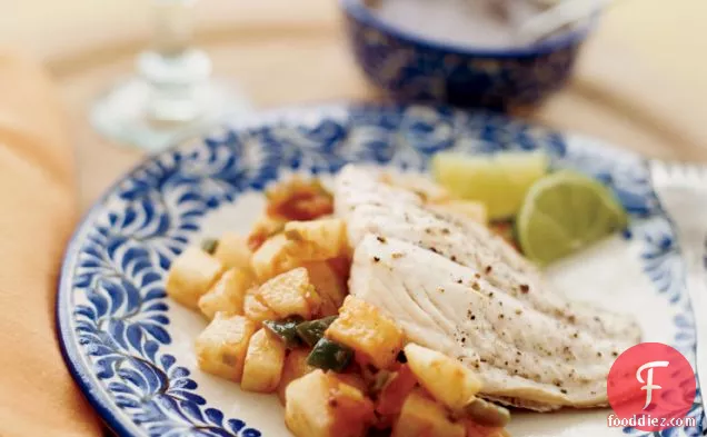 जीका और ब्लैक बीन सॉस के साथ ग्रूपर