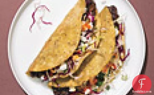 Crispy Black Bean Tacos with Feta and Cabbage Slaw