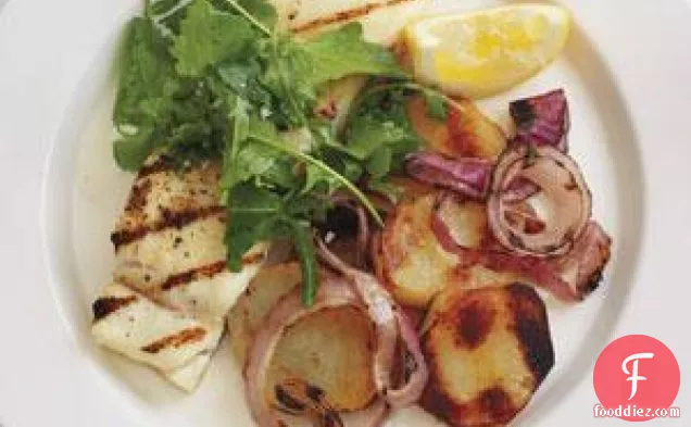 Grilled Halibut With Salt-and-vinegar Potatoes