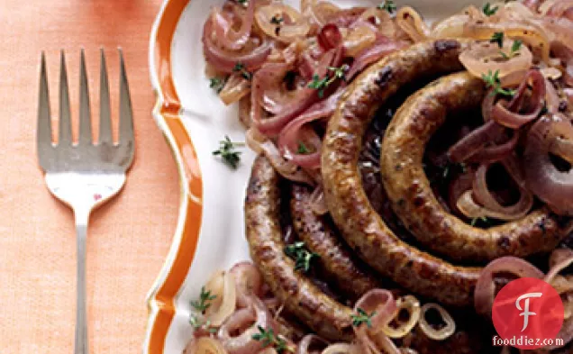 Sausage with Sauteed Red Onions and Thyme