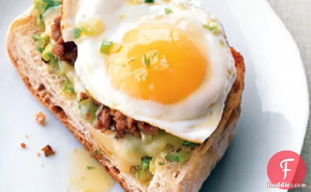 Fried Egg and Sausage Ciabatta Breakfast Pizzas