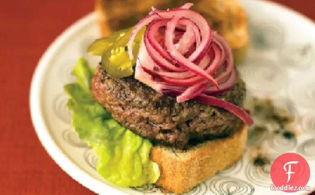 Burgers with Lime and Red-Onion Relish
