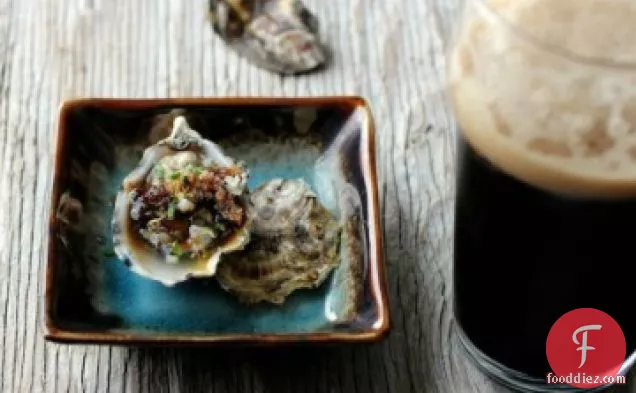 Irish Stout Granita with Raw Oysters