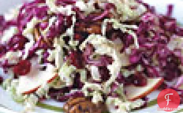 Red and Napa Cabbage Salad with Braeburn Apples and Spiced Pecans