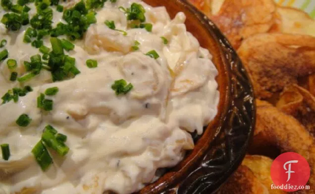 Caramelized Onion Dip with Thick-Cut Potato Chips