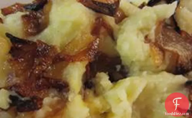 Mashed Potato, Rutabaga, And Parsnip Casserole With Caramelized Onions