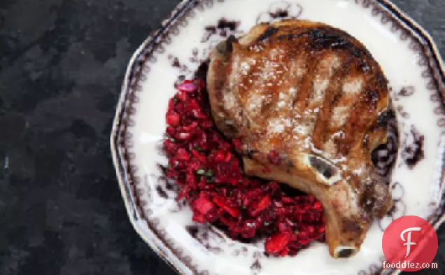 Grilled Pork Chops with Cherry Salsa