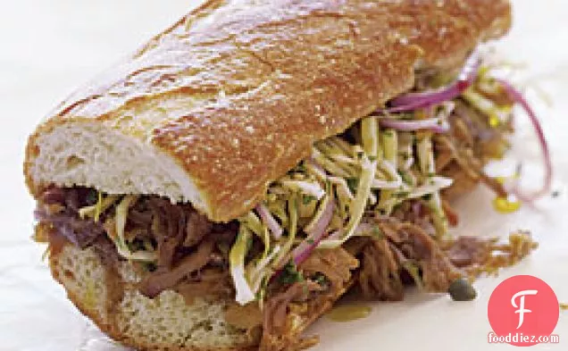 Pulled-pork Sandwiches With Cabbage, Capers, And Herb Slaw
