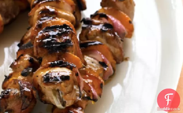 Pork, Apricot, and Red-Onion Kebabs