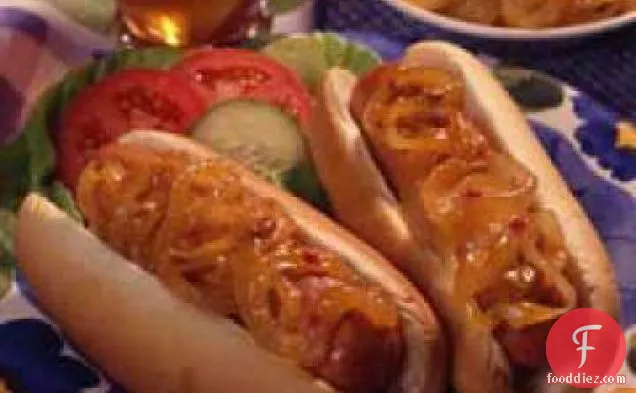 Onion-smothered Hot Dogs