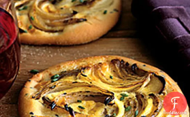 Caramelized-Onion Flatbreads with Crème Fraîche