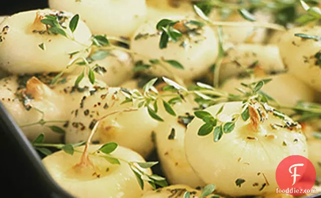 Herb Roasted Cipollini Onions with Porcini Mushrooms