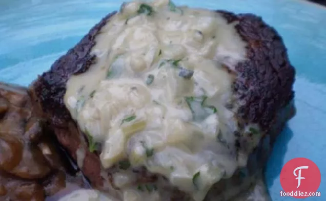 Tender Beef Smothered in Stilton Cheese Sauce