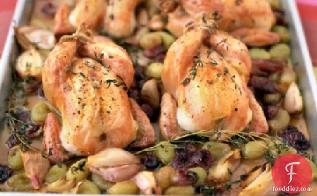 Roasted Cornish Hen and Grapes