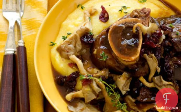 Beef Shank with Mushrooms and Cranberry Sauce