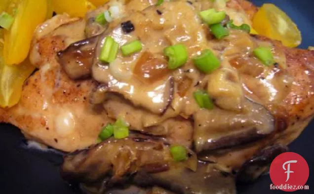 Chicken Breasts With Mushrooms, Swiss Cheese and White Wine