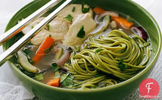 Jasmine Chicken Soup with Green Tea Soba